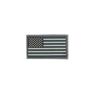 Maxpedition USA Flag PVC Morale Patch Small Gray and Black 2" x 1"