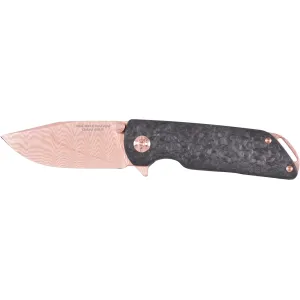 Boker Knives M4 Sherman Pocket Knife 9.95" Clip Point Damascus Gold Blade Carbon Fiber/Titanium Handle Black/Silver