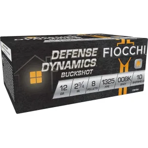 Fiocchi Defense Dynamics 12 Gauge Ammo 2 3/4" #00 Buckshot 8 Pellets oz Case of 250