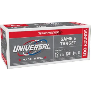 Winchester Universal Light Target 12 Gauge Ammo 2-3/4" #8 Lead Shot 1-1/8 oz Box of 100