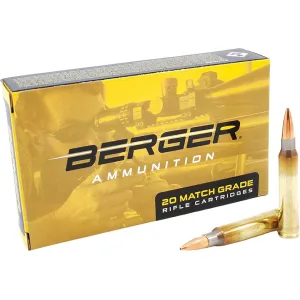 Berger Match Grade 223 Remington Ammo 69 Grain Hybrid OTM Tactical Jacketed Hollow Point Box of 20