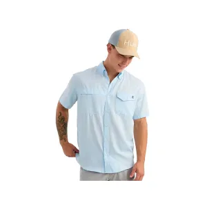 Huk Men's Tidepoint Short Sleeve Shirt Coastal Drift Medium