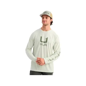 Huk Men's Icon Long Sleeve Crew Neck Shirt Pale Algae Medium