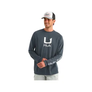 Huk Men's Icon Long Sleeve Crew Neck Shirt Sea Storm Large