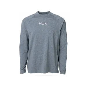 Huk Men's Airweight Long Sleeve Crew Neck Shirt Storm Blue Heather 2XL