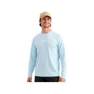 Huk Men's Airweight Long Sleeve Crew Neck Shirt Coastal Drift Heather Medium