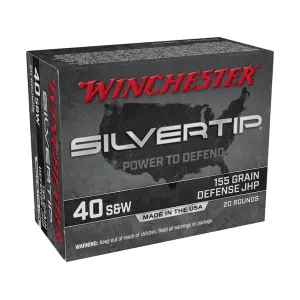 Winchester Silvertip Defense 40 S&W Ammo 155 Grain Winchester Silvertip Jacketed Hollow Point Case of 200 (10 Boxes of 20)