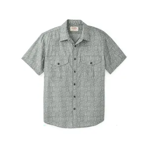 Filson Men's Washed Feather Cloth Short Sleeve Shirt Khaki/Print XL
