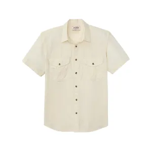 Filson Men's Washed Feather Cloth Short Sleeve Shirt Ivory 2XL