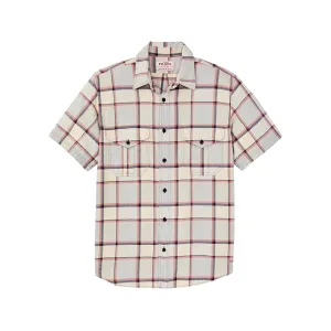 Filson Men's Lightweight Alaskan Guide Short Sleeve Shirt Light Blue/Tan Plaid XL