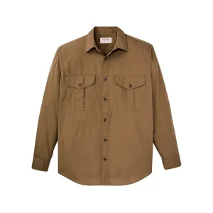 Filson Men's Washed Feather Cloth Long Sleeve Shirt Quail Tan Medium