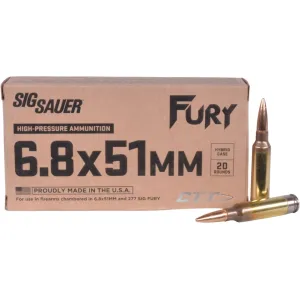 Sig Sauer Hybrid 6.8x51mm (277 Sig Fury) Ammo 135 Grain Sig Closed Tip Target (CTT) Box of 20