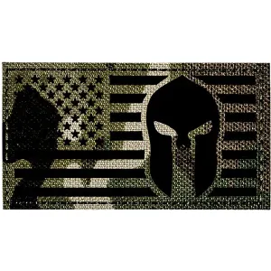 Merica Life IR Reflective Fabric US Flag with Spartan Molon Labe Morale Patch