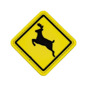 Merica Life Yellow Deer Crossing Sign PVC Morale Patch
