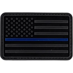 Merica Life 3D US Flag Forward Thin Blue Line PVC Morale Patch Grey