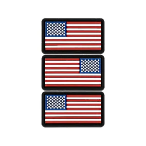 Merica Life Mini US Flag Set Two Forward flags and One Reverse PVC Morale Patch