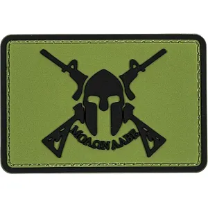 Merica Life Molon Labe Spartan with Two Rifles PVC Morale Patch Green