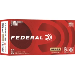 Federal Premium Champion 9mm Luger Ammo 124 Grain Full Metal Jacket Box of 50