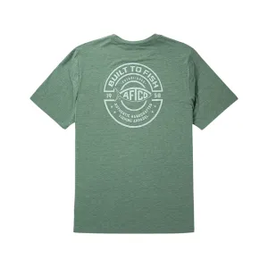 AFTCO Men's Ocean Bound Short Sleeve Crew Neck T Shirt Duck Green Heather Medium
