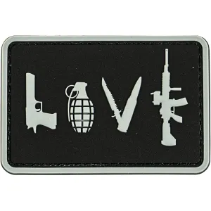 Merica Life LOVE-Pistol Grenade Knife Rifle PVC Morale Patch Gray