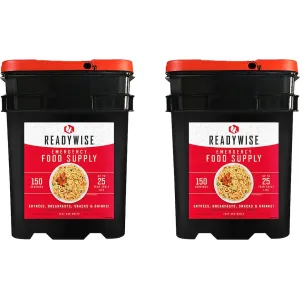 ReadyWise 150 Serving Freeze Dried Emergency Food Kit Bucket 2PK