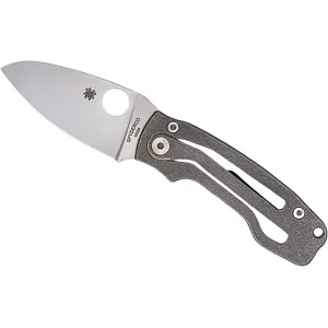 Spyderco PITS 2 Pocket Knife 2.74" Drop Point M398 Satin Blade Titanium Handle Gray