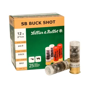 Sellier & Bellot 12 Gauge Ammo 2-3/4" #00 Buckshot 9 Pellets Case of 250 (10 Boxes of 25)