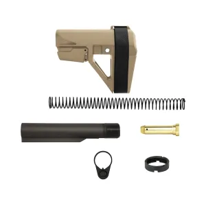 SB Tactical SBA5 AR-15 Pistol Brace Tan with Mil-Spec Carbine Buffer Tube Kit