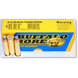 Buffalo Bore 45-70 Government Ammo 350 Grain Jacketed Flat Nose Low Recoil Box of 20