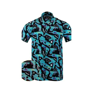 Retro Rifle Men's The 80 Short Sleeve Shirt Coastal Teal/Black Large