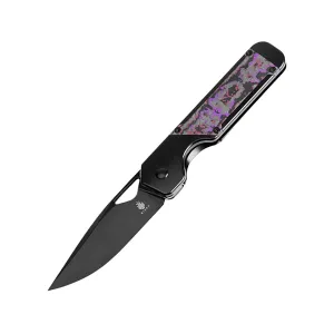 Kizer Militaw Pocket Knife 3.35" Drop Point CPM S45VN Satin Blade Fatcarbon Carbon Fiber Handle Purple