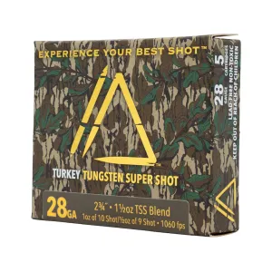 Apex Mossy Oak Greenleaf Turkey 28 Gauge Ammo 2-3/4" #9 and #10 TSS Blend Shot 1-1/2 oz Box of 5
