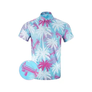 Retro Rifle Men's High Crown Short Sleeve Polo White/Teal 2XL