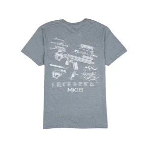 Daniel Defense Men's Blue Print Short Sleeve Crew Neck T Shirt Gray 2XL