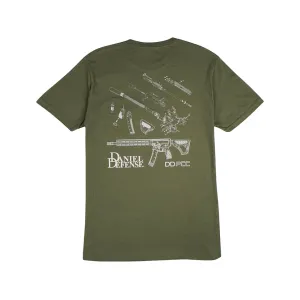 Daniel Defense Men's PCC Blueprint Short Sleeve Crew Neck T Shirt Green 2XL