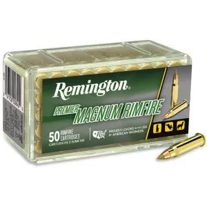 Remington Premier 17 Hornady Magnum Rimfire (HMR) Ammo 17 Grain Hornady V-Max Polymer Tip Box of 500 (10 Boxes of 50)