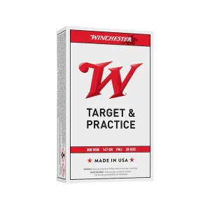 Winchester White Box USA 308 Winchester Ammo 147 Grain Full Metal Jacket Case of 200 (10 Boxes of 20)