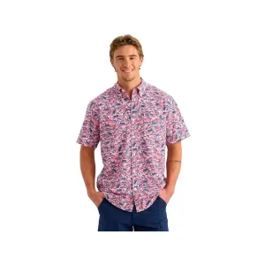 Huk Men's Kona KC Printed Short Sleeve Shirt True Red Medium