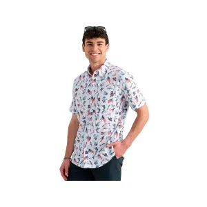 Huk Men's Kona KC Printed Short Sleeve Shirt White9 2XL