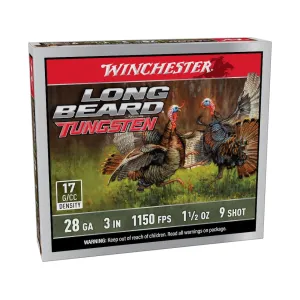 Winchester Long Beard Tungsten 28 Gauge Ammo 3" #9 Tungsten Alloy Shot 1-1/2 oz Box of 5