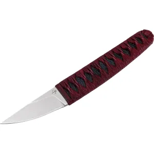 Boker Knives Kissaki Fixed Blade Knife 2.4" Drop Point 440C Dark Stonewash Blade Cord Wrapped Handle Black/Red