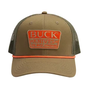 Buck Knives Men's Embroidered Patch Mesh Snapback Hat OD Green One Size Fits Most