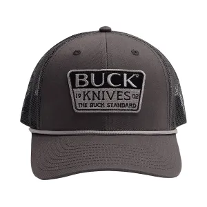 Buck Knives Men's Embroidered Patch Mesh Snapback Hat Charcoal One Size Fits Most