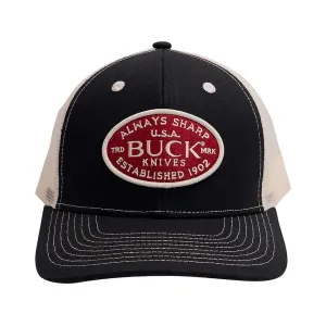Buck Knives Men's U.S.A. Felt Patch Mesh Snapback Hat Black One Size Fits Most
