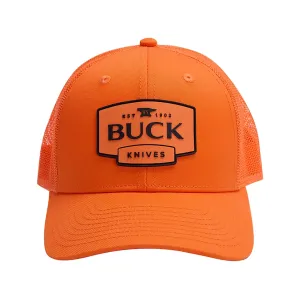 Buck Knives Men's Logo PVC Patch Mesh Snapback Hat Blaze Orange One Size Fits Most