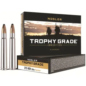 Nosler Trophy Grade 375 H&H Magnum Ammo 260 Grain Nosler Partition Jacketed Soft Point Box of 20