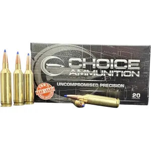 Choice 22 Creedmoor Ammo 77 Grain Barnes Long Range X (LRX) Polymer Tip Lead Free Box of 20