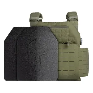 Spartan Armor Achilles Plate Carrier With Elaphros Gen 2 Lightweight Level III Composite Ballistic Plates OD Green