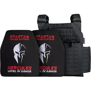 Spartan Armor Achilles Plate Carrier with Hercules Level IV Ceramic Ballistic Plates Black