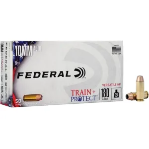 Federal Premium Train + Protect 10mm Auto Ammo 180 Grain Jacketed Hollow Point Case of 500 (10 Boxes of 50)